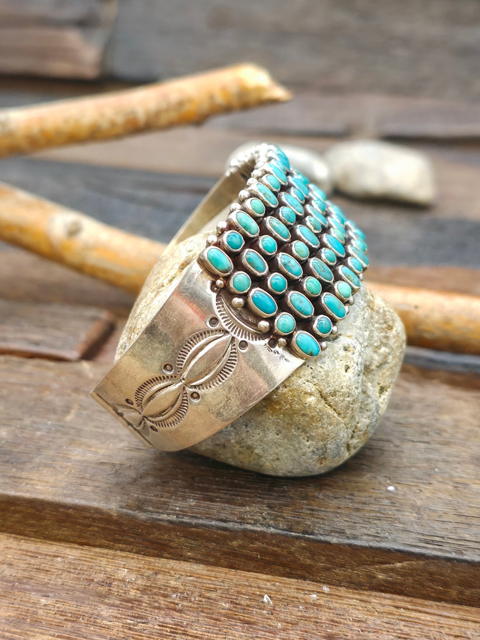 Sterling Silver Turquoise Cuff by Dee Nez - 7 in. with Gap