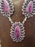 Sterling Silver Purple Spiny Necklace and Earring Set by Darlene Begay - 18 in.