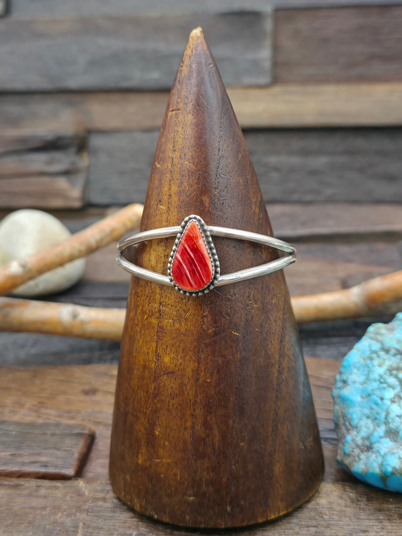 Orange Spiny Oyster Shell Sterling Silver Cuff by Rosella Paxson - 6 1/4 in. with Gap