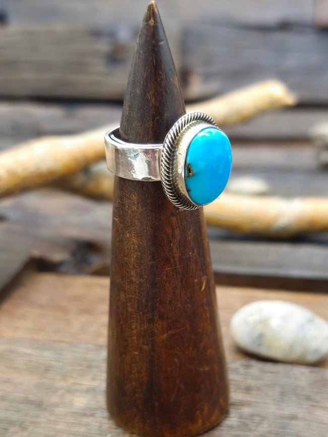 Leon Martinez Turquoise and Sterling Adjustable Ring