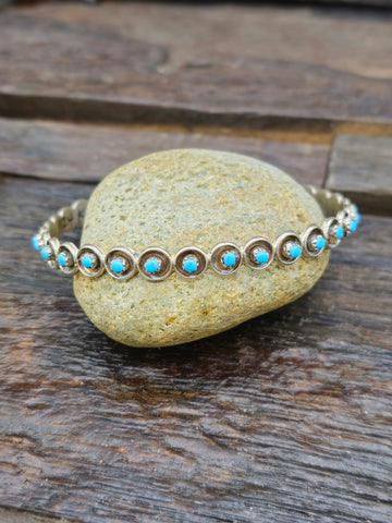 Copper and Sterling Silver Stamped Bangle by Wylie Secatero
