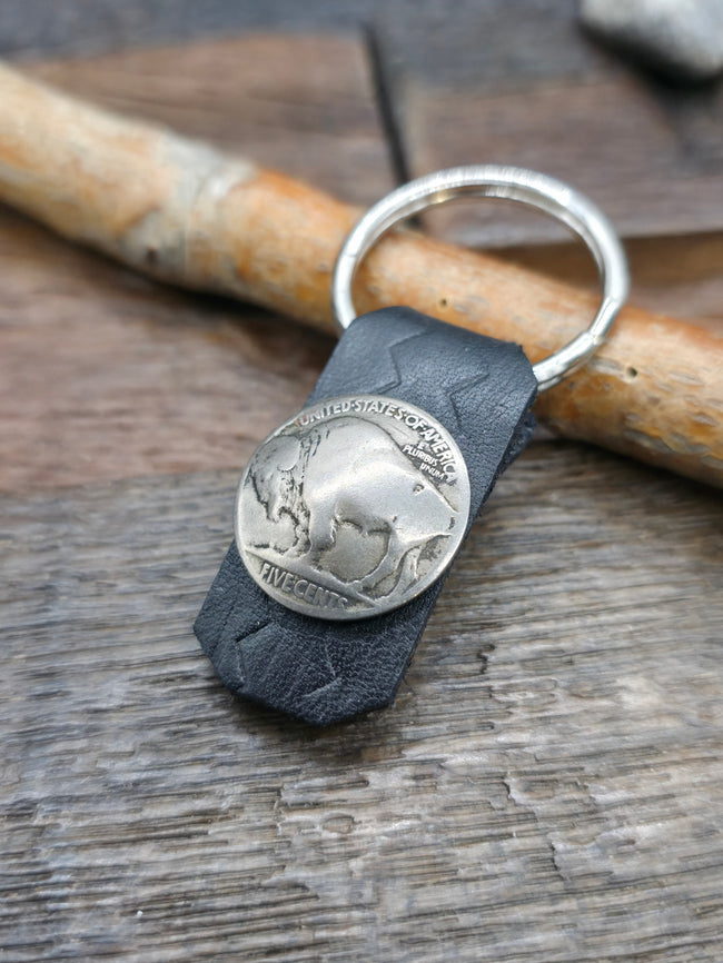 Coin Buffalo Nickel Keychain - Black