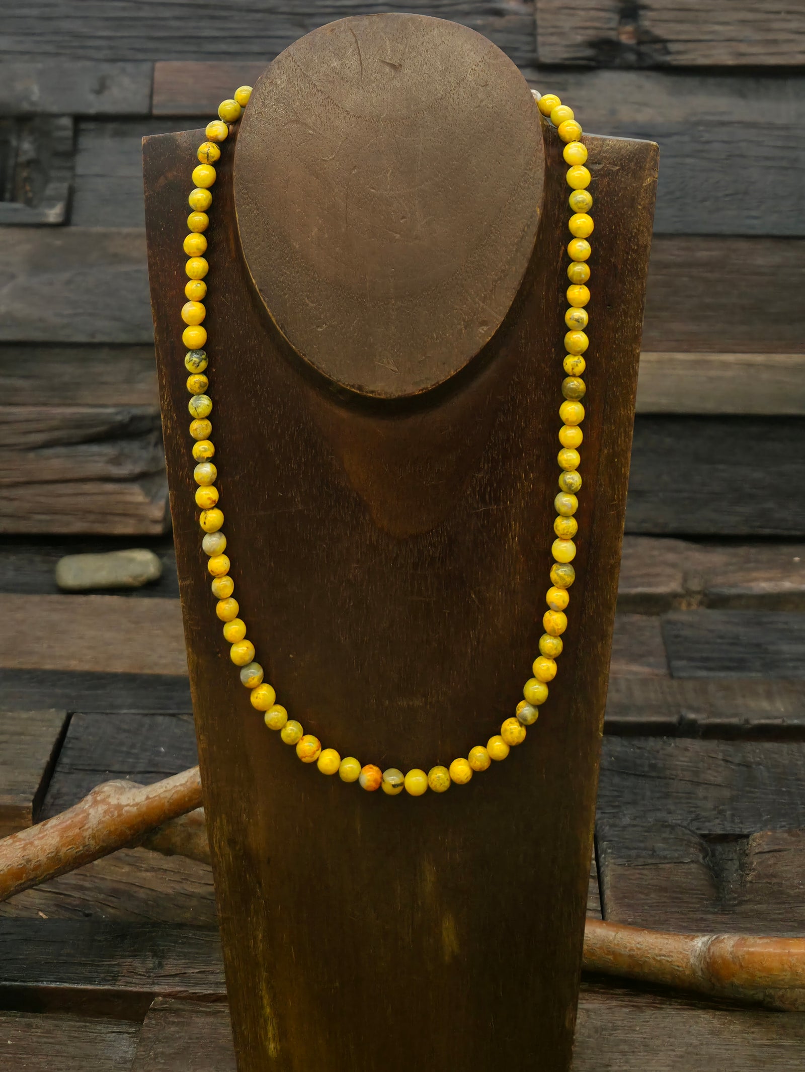 Bumblebee Jasper Bead Necklace by Helen Tsosie - 20 in.