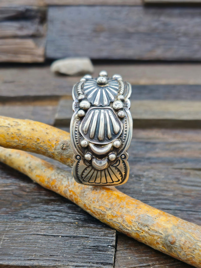 Stamped Sterling Silver Cuff by Delbert Delgarito - 7 1/4 in.