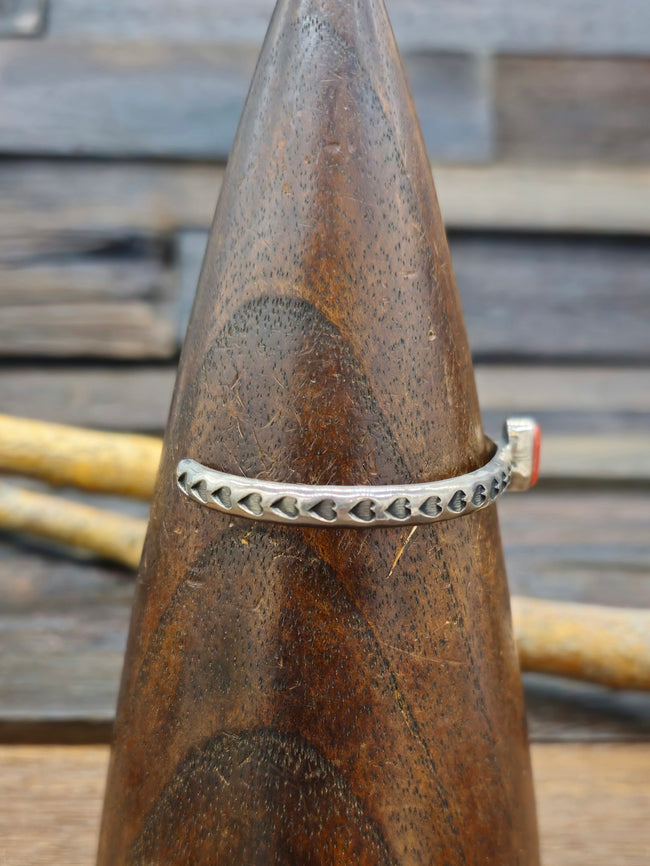 Heart Stamped Coral Cuff by Sunshine Reeves - 7 in