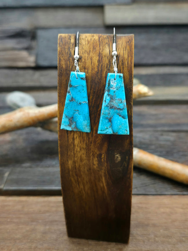 Blue Turquoise Slab Earrings by Robert Coriz