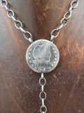 Sterling Silver and Charoite Lariat Necklace with 1912 Quarter - 18 in.