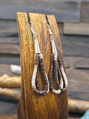 Large Sterling Silver Coral Hoop Earrings - 2 1/2 in.