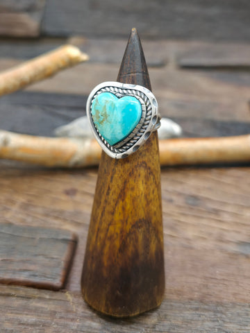 Sterling Silver Sonoran Turquoise Ring by Walter Vandever - Size 8