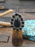Sterling Silver Onyx Statement Ring by Melvin and Tiffany Jones - Adjustable