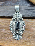 Sterling Silver Black Onyx Oval Pendant by Derrick Gordon