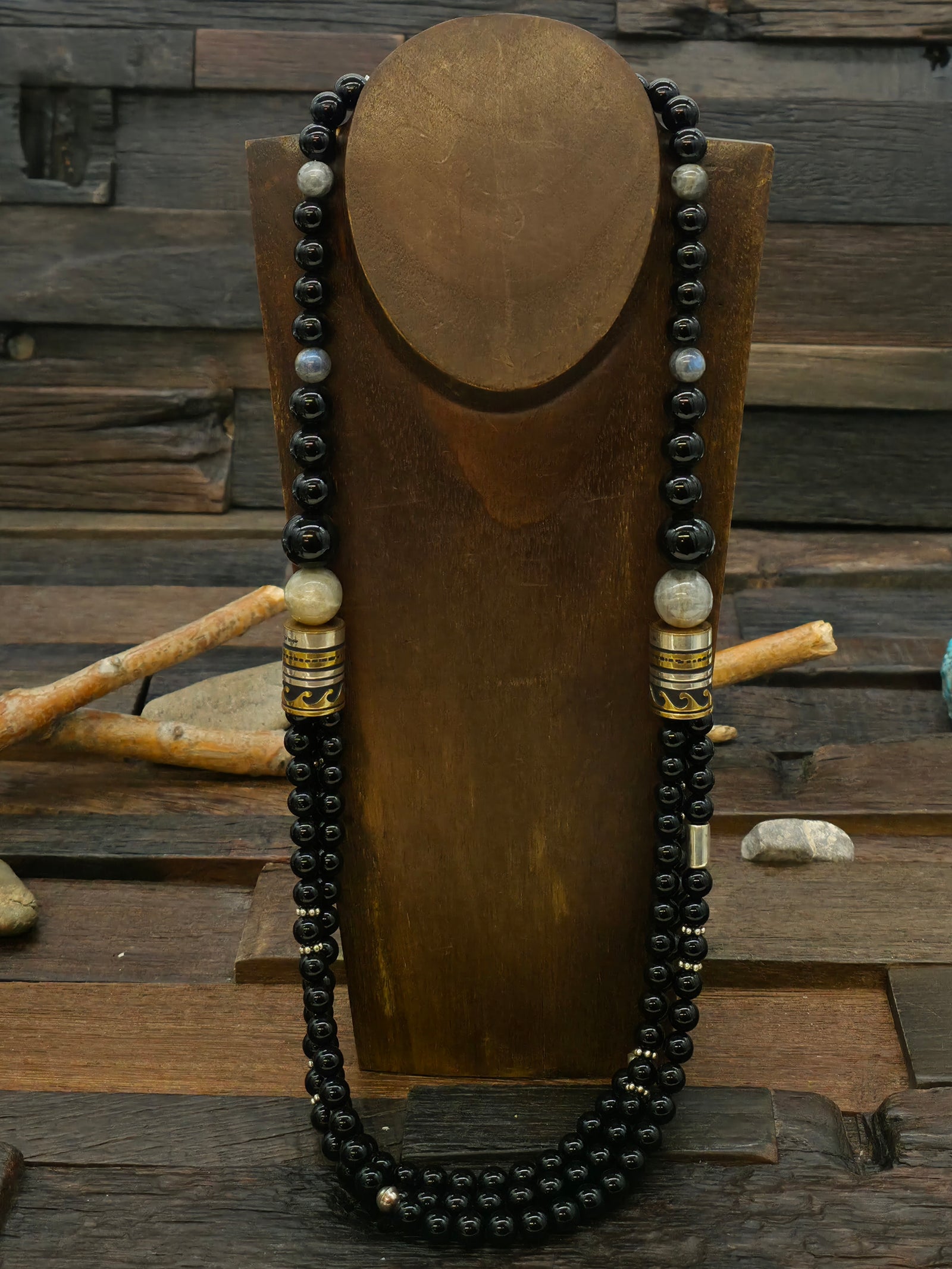 Multistrand Black Onyx Necklace by Rose Singer - 29 in.