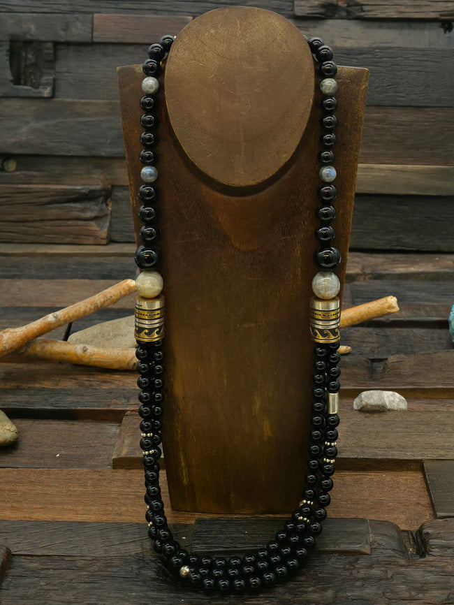 Multistrand Black Onyx Necklace by Rose Singer - 29 in.