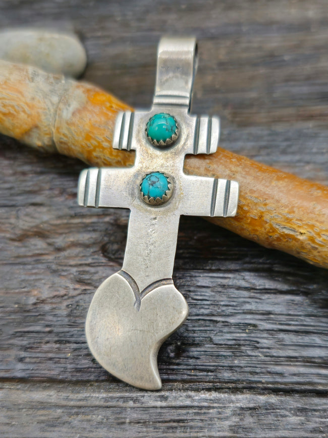 Oxidized Sterling Silver and Turquoise Dragonfly Pendant by L. Archuleta