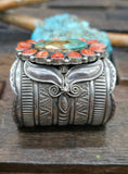 Sterling Silver Royston Turquoise and Spiny Cluster Bracelet by Andy Cadman - 6 1/2 in. with Gap