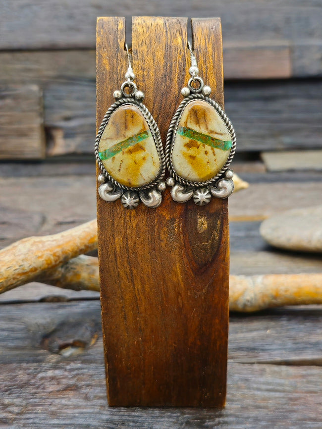 Ribbon Turquoise French Hook Earrings by Richard Jim