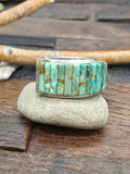 Turquoise Cobblestone Inlay Sterling Silver Cuff by Louise Pete - 6 1/2 in. with Gap