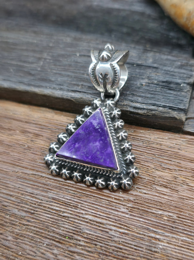 Purple Sugilite Triangle Sterling Silver Pendant by Happy Piasso