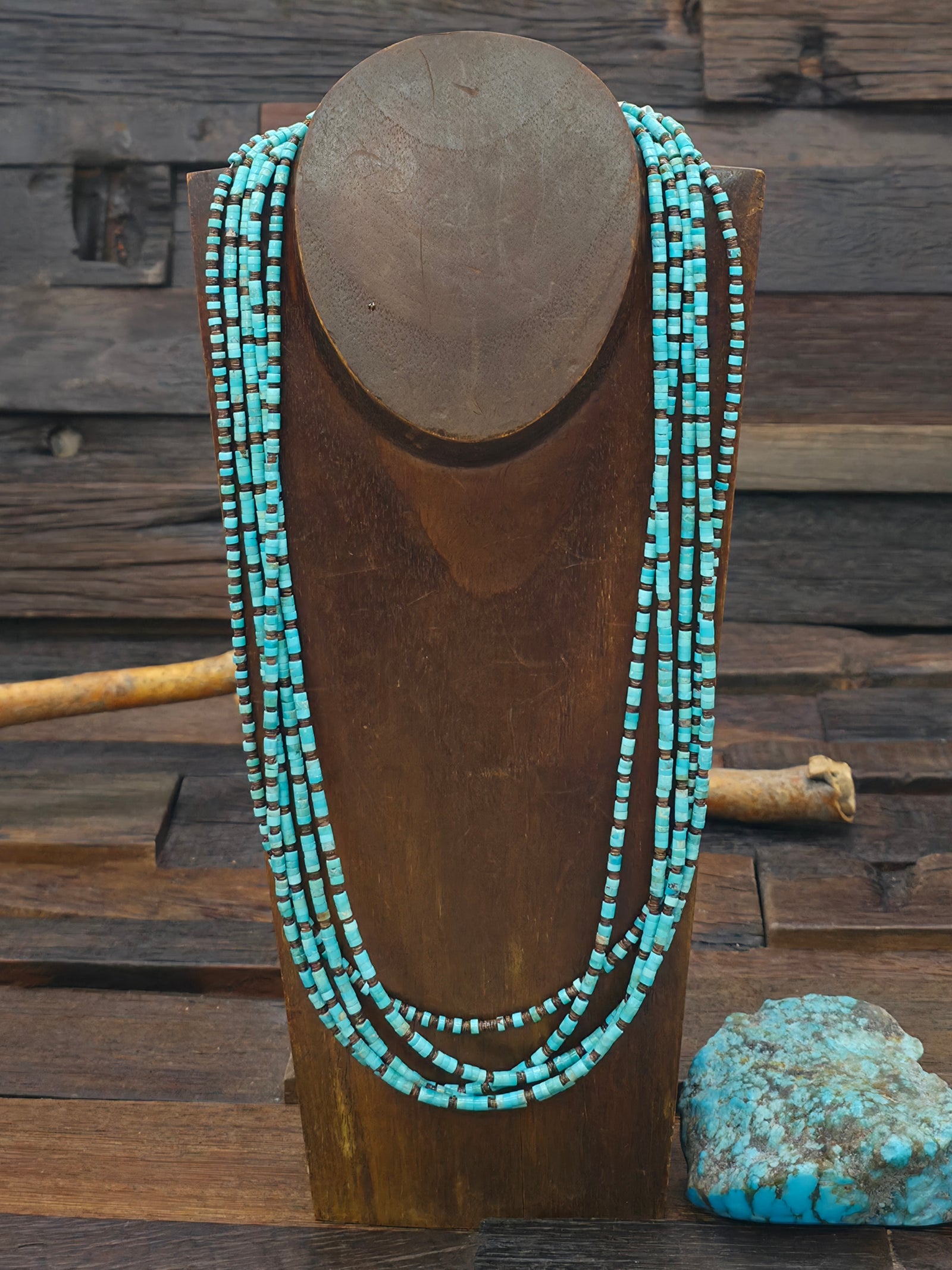 Five Strand Turquoise and Heishi Necklace by Fred Archuleta - 24 in.