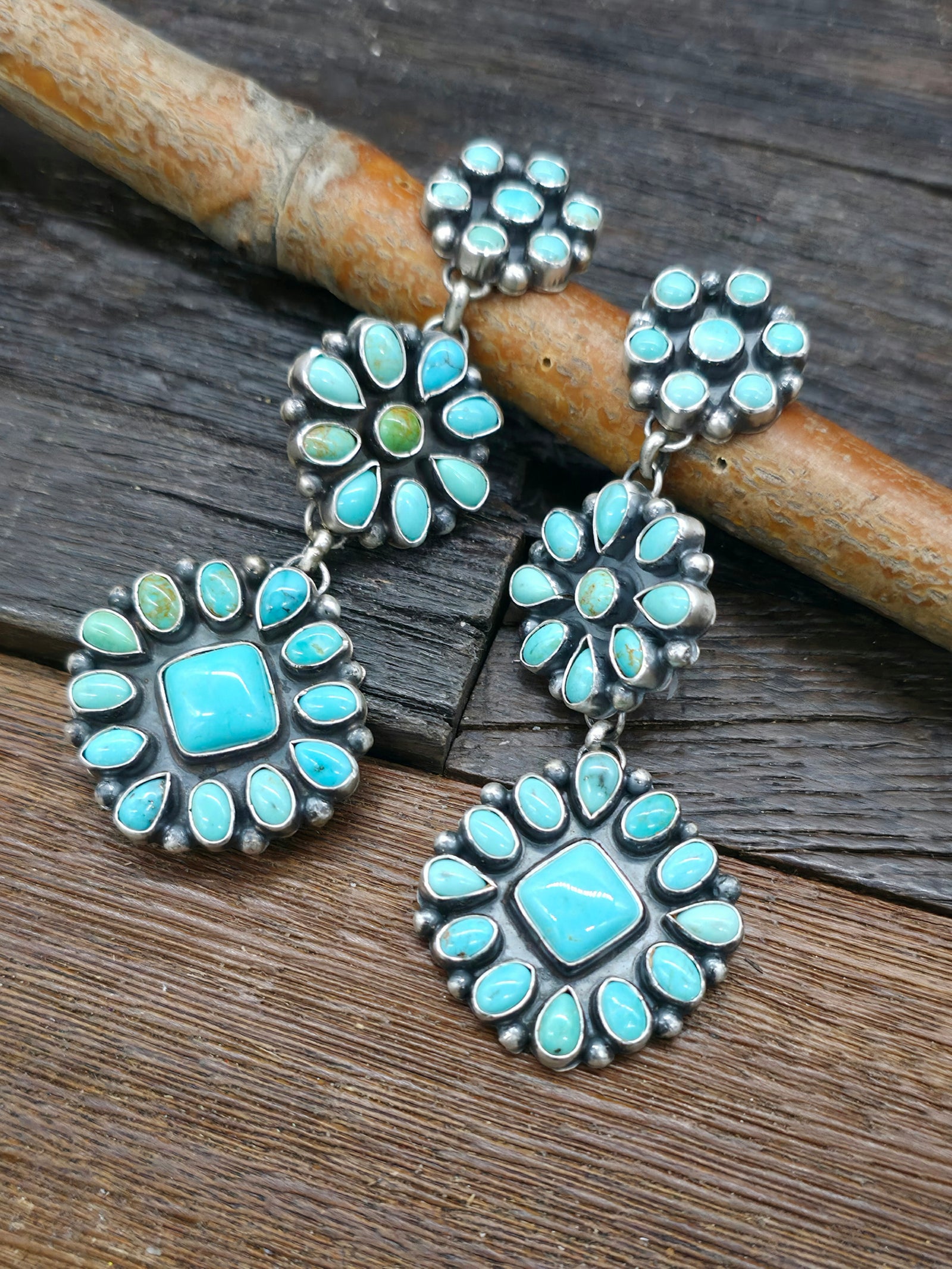 Sterling Silver Turquoise Chandelier Earrings by Veronica Lee
