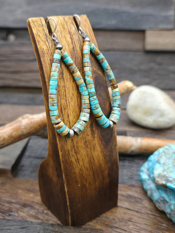 Oxidized Sterling Silver Bead Hanging Hoop Earrings by Jan Marino - 3 in. by 2 1/2 in.