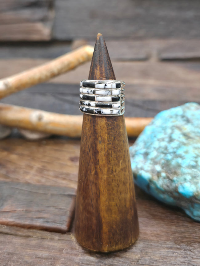 White Buffalo Sterling Silver Inlay Ring by Jamie Johnson - Size 7