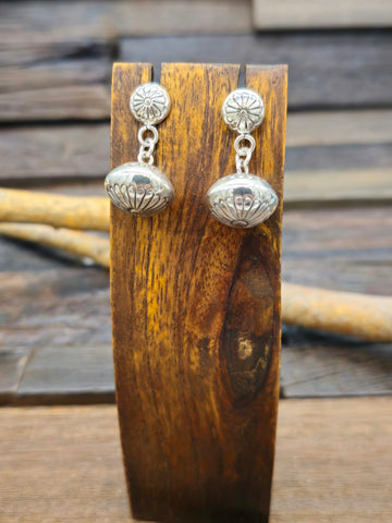 3 Stone Onyx and Sterling Earrings