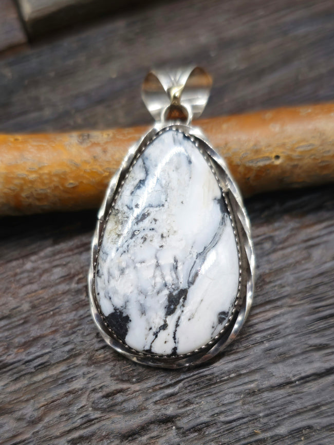 Sterling Silver White Buffalo Pendant