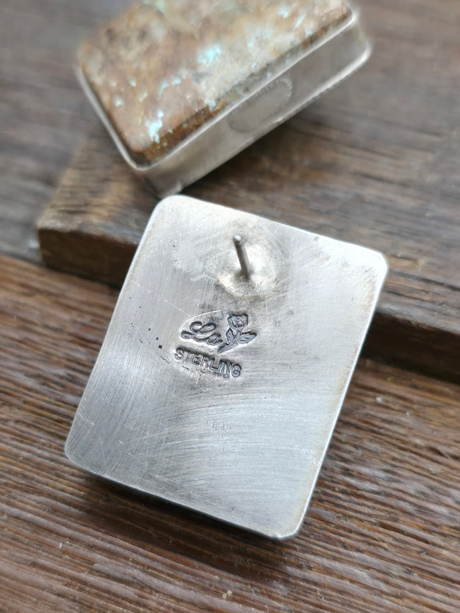 Boulder Turquoise Sterling Silver Post Earrings by LaRose Ganadanegro