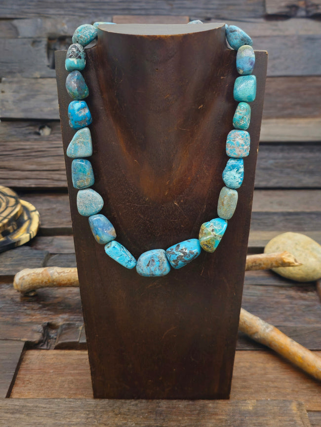 Blue Turquoise Nugget Necklace - 16 in.
