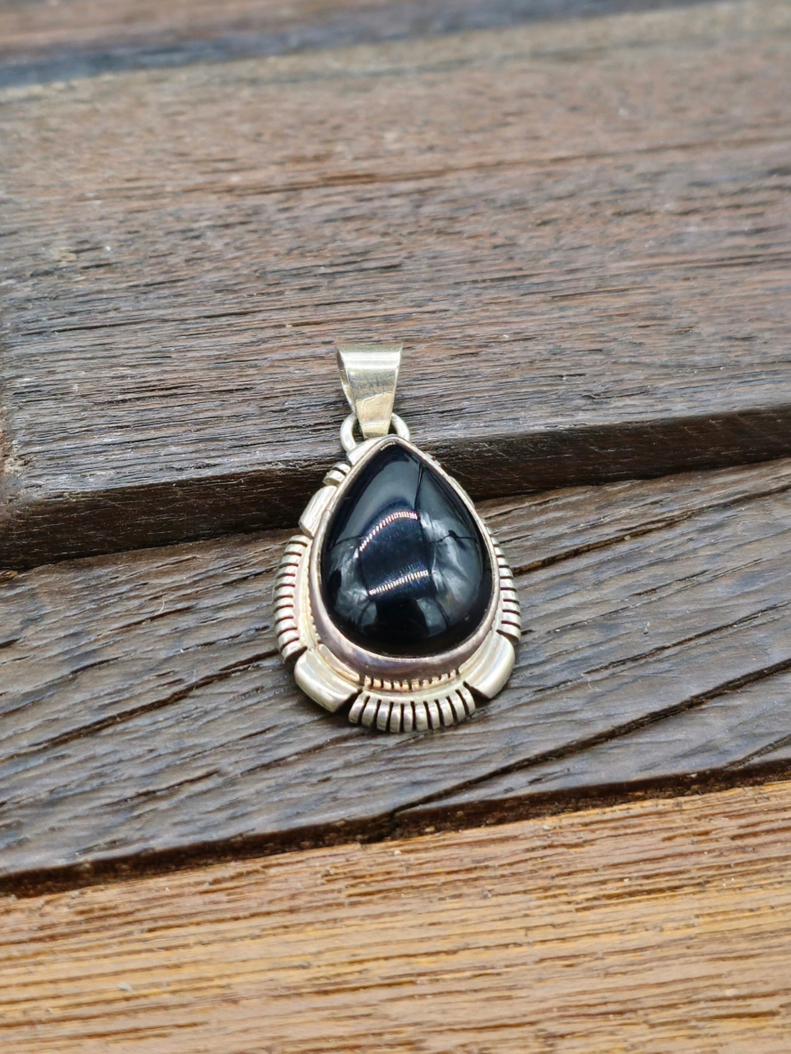 Small Black Onyx Teardrop Pendant