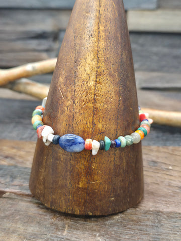 Turquoise and Sterling Silver Bead Wrap Bracelet