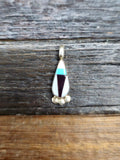 Vintage/Estate Sterling Silver Mini Teardrop Inlay Pendant