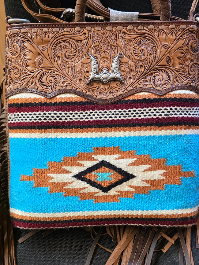 Gloriana Medium Bag - Turquoise Wool and Calfskin by Loyal West