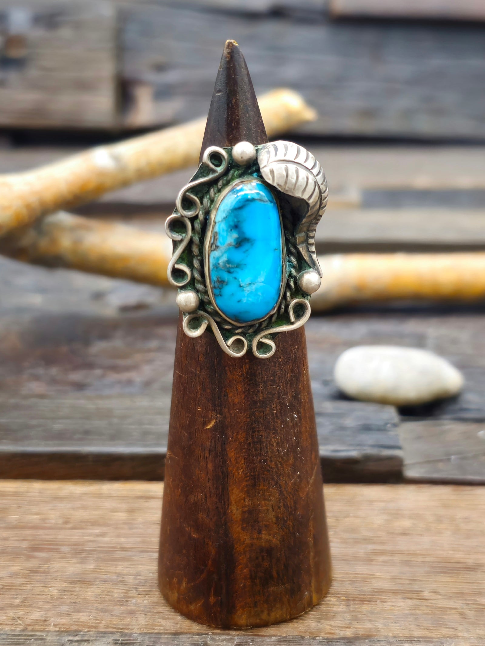 Vintage/Estate Turquoise Sterling Silver Ring - Size 8
