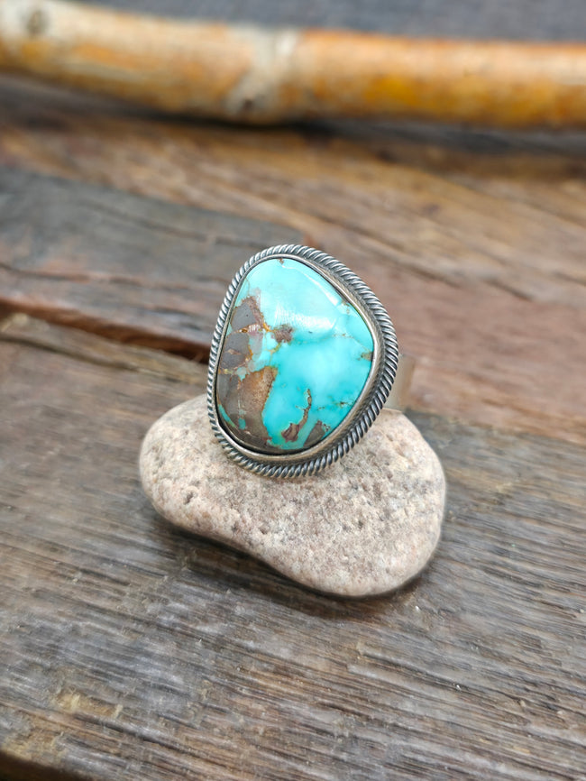 Leon Martinez Turquoise and Sterling Ring - Adjustable