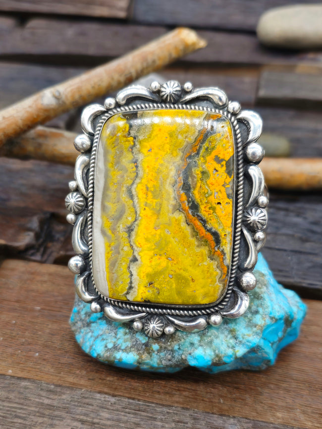 Sterling Silver Bumblebee Jasper Cuff by Richard Jim - 6 3/4 in.