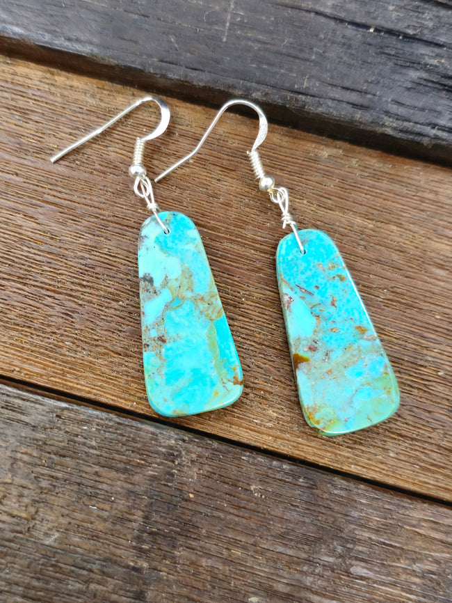 Blue Turquoise Slab Earrings by Robert Coriz