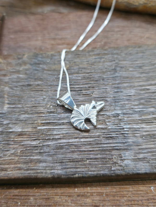 Sterling Silver Bear with Heart Line Pendant on 18 in. Chain