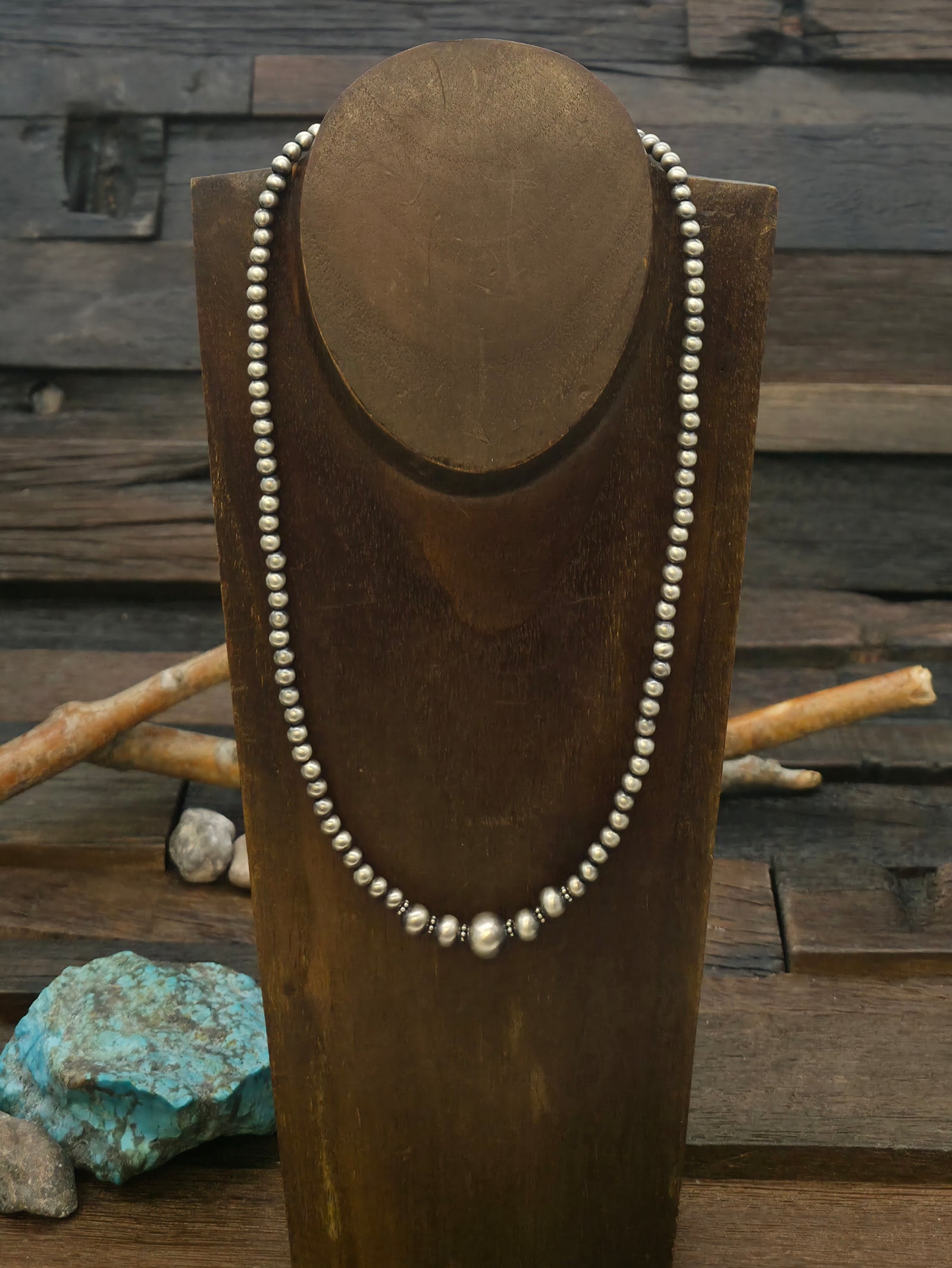 Oxidized Sterling Silver Bead Necklace - 18 in. plus 2 in. Extender