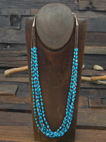 4 Strand Coral Bead Necklace with Sterling Silver Caps by Mel Masquat - 22 in. plus 3 in. Extender