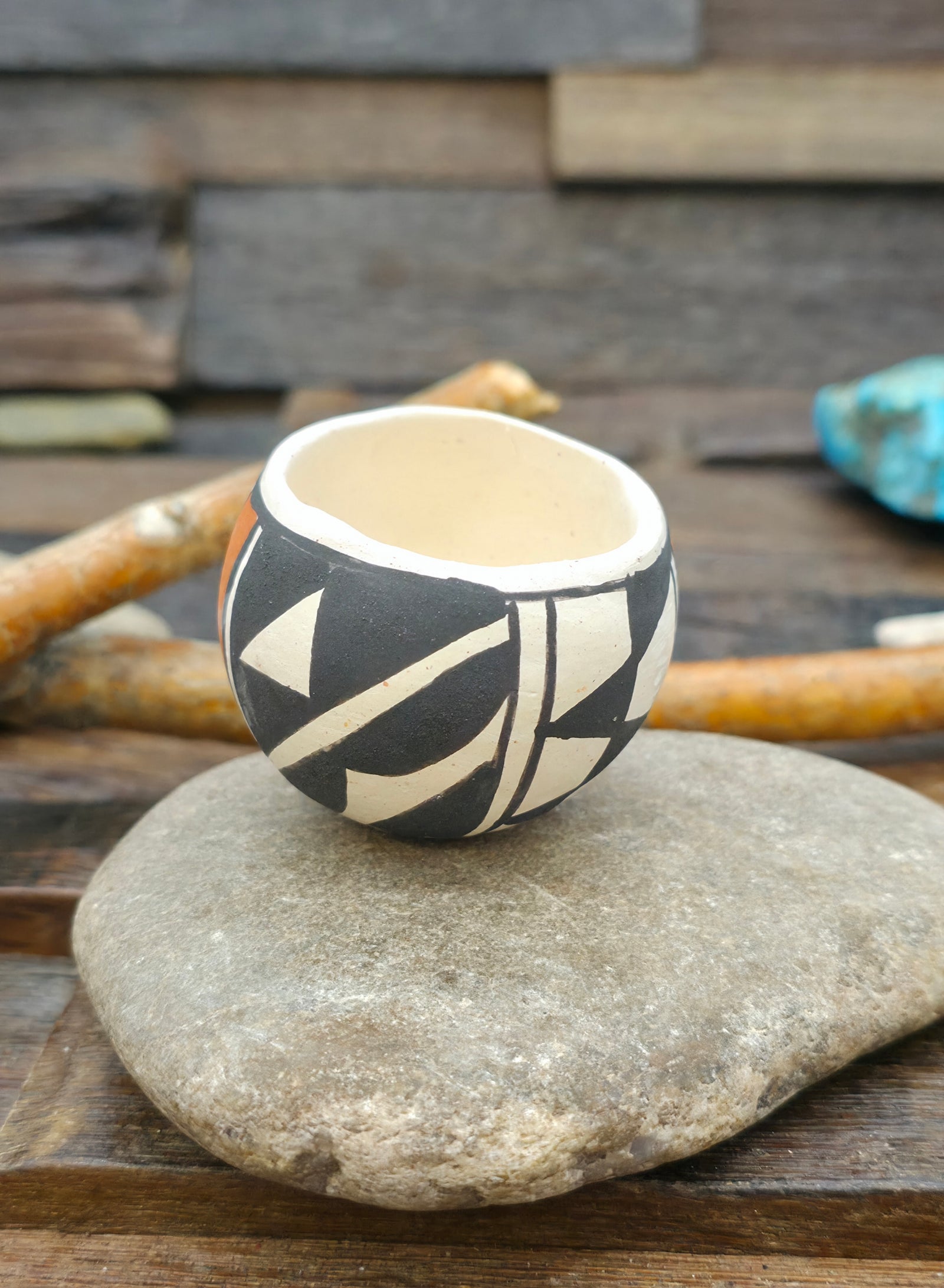Mini Handmade Acoma Pot by Joyce Lucero - 1 1/2 in. by 1 1/2 in. by 1 1/2 in.