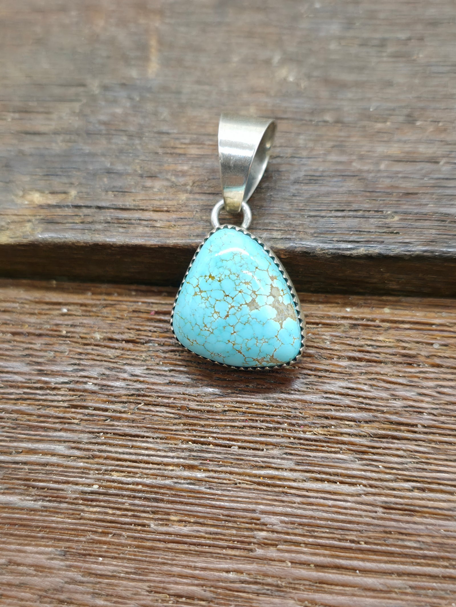Sterling Silver #8 Turquoise Pendant by Robin Tsosie - 1 1/4 in. by 5/8 in.
