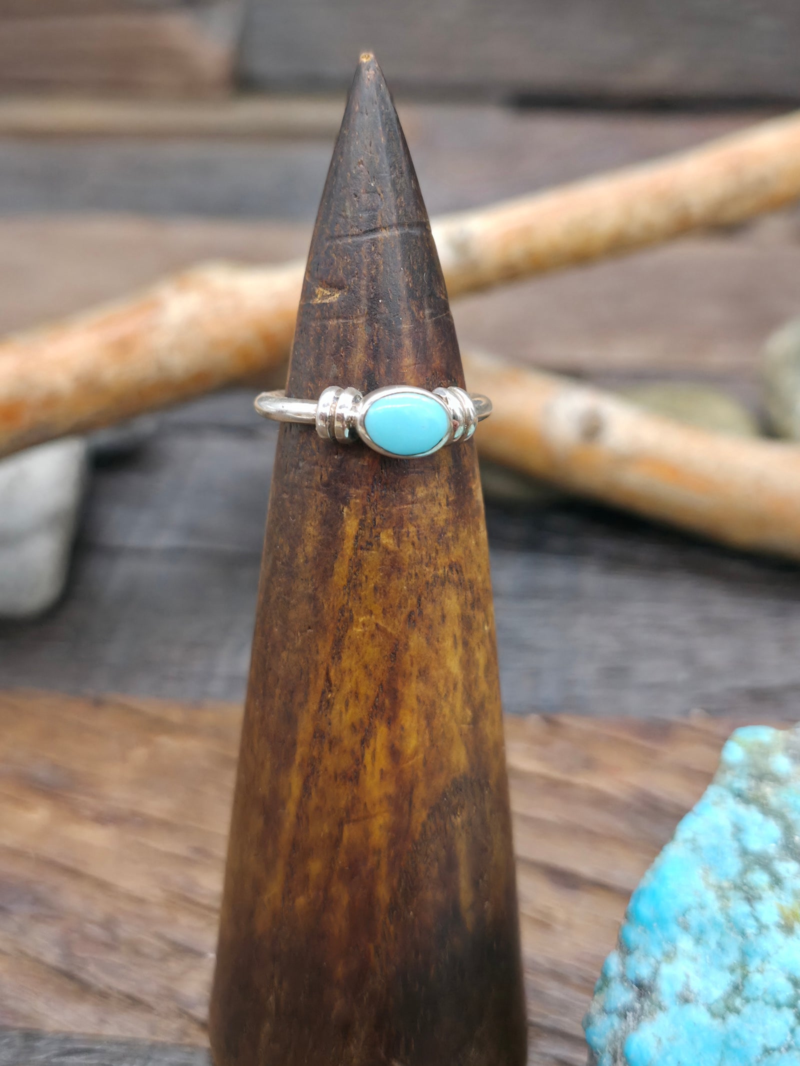 Sterling Silver Sleeping Beauty Turquoise Oval Ring