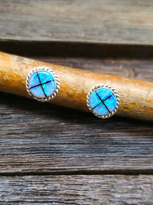 Lab Opal Inlay Earrings by Lewkie