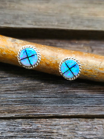 Purple Opal Shadowbox Post Earrings by Felix Perry