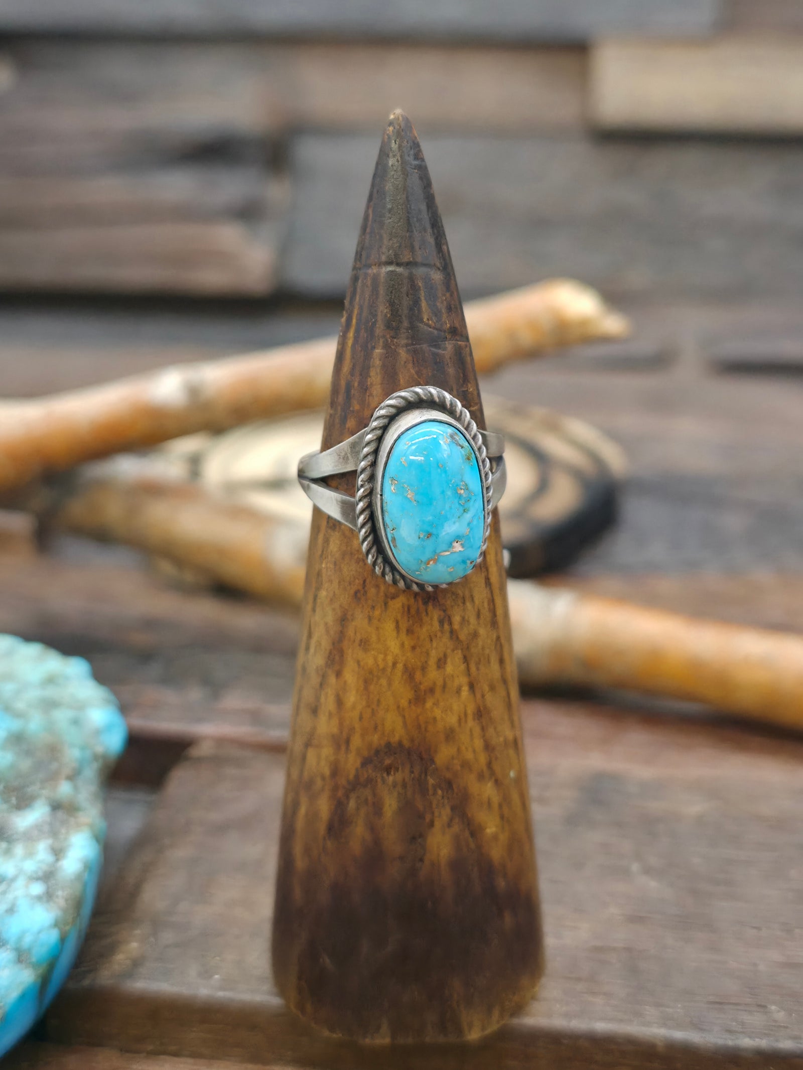 Sterling Silver Blue Bird Turquoise Ring - Size 9