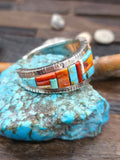 Multistone Sterling Silver Cobblestone Inlay Cuff by David Tune - 6 1/2 in. w/gap