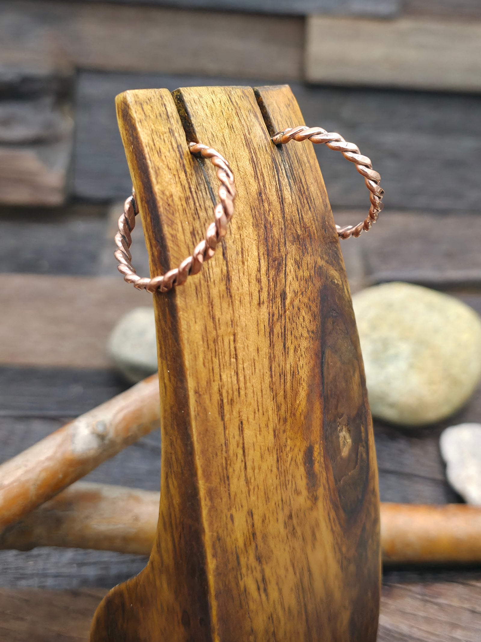 Flattened Copper Coil Hoop Earrings by Elaine Tahe - 1 in. Diameter