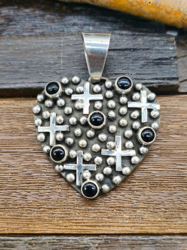 Heart Pendant with Onyx by Geneva Apachito